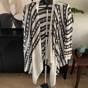 Women's Black and White Striped Sweater